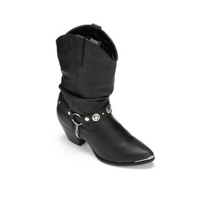 $150 Size 6.5 Dingo Genuine Leather Slouch Cowgirl Boot with Studs and Chain Detail for Women