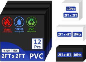IMXPW Drop Ceiling Tiles 2x2, Waterproof Smooth Black PVC, 12-Pack, Black  Easy Installation   Replacement Ceiling Tiles   Washable   Class A Fire-rated   No Sag