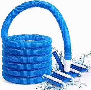2 Pcs Pool Cleaning Vacuum Kits include 14 Swimming Pool Vacuum Head with Flexible Wheels and 1-12 x 18 FT Hoses for Inground Above Ground Pond Cleaning, Pole Not Included(Right Corner)