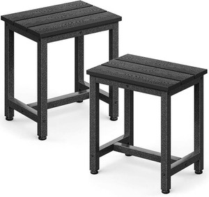 ODK Outdoor Side Tables Set of 2, Adirondack Patio End Table with Weather-Resistant Waterproof Top for Hot Tub Garden, Balcony, Poolside, 2PCS, Black