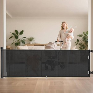 Miumoon 120 inch Reinforced Retractable Baby Gates 42 inch Tall  Retractable Dog Gate with No Crawl Through Reinforced Strip, 10 FT Extra Long Baby Gate, Retractable Gate for IndoorOutdoor