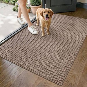 LUMI Washable Door Mat Indoor Entrance 32x48, Dirt Trapper Front Door Mats with Absorbent Interior and Non-Slip Rubber Backing, Entryway Doormat, Beige