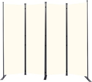 Room Divider 4 Panel-88Wide,6FT Room Dividers and Folding Privacy Screens  Wider Metal Base & Non-wobbly, Fabric Divider Panel for Room Partition,Portable Wall Divider Screen for Bedroom,Office,Studio