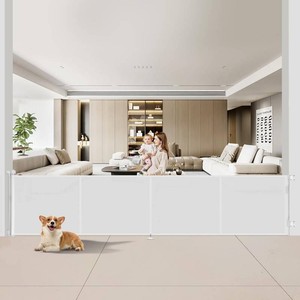 Miumoon 200 inch Reinforced Retractable Baby Gates 42 inch Tall  Retractable Dog Gate with No Crawl Through Reinforced Strip, 16 FT Extra Long Retractable Gate Outdoor, Garage Gate