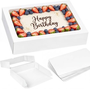 Moretoes 6pcs 19x14x4In Large Half Sheet Cake Boxes with Thick Cake Boards  Clear Window, White Rectangle Bakery Boxes for Cake Pastry Baking, Cupcake, Muffins, Pie
