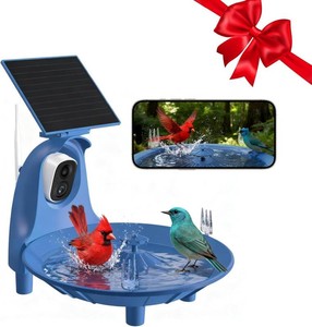 Solar Bird Bath with 2K Camera, Smart Birdhouse Fountain Outdoor  Color night vision, Smart AI species recognition, Solar powered pump, Ideal nature gift for parents & friends