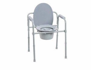 Drive Medical Folding Steel Bedside Commode Chair, 3-in-1, GrayFolding Steel Bedside Commode Chair Offers 3-in-1 Portable Toilet Design with 7.5 Qt Bucket and 350 Lb Capacity