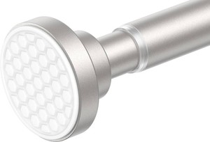 Tension Shower Rod Stainless Steel 42-74 in 1, Brushed Nickel  Spring Loaded Adjustable Length Design - Tool Free Installation Damage Free Heavy Duty - for Bathroom Window Closet Doorway