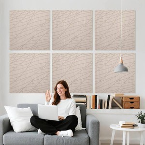 $120 Wood-Look Acoustic Wall Panels, 23.6 x 23.6 x 0.36, 6 Pack  Decorative polyester fiber acoustic wall panels for echo reduction in living rooms, bedrooms, home offices and apartments.