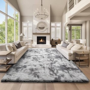 $140 Ophanie Area Rugs Living Room, Large Tie-Dyed Grey&White Bedroom Carpet, Big Shag Indoor Thick Soft Nursery Rug, Fluffy Carpets for Boy and Girls Room Dorm Home Decor Aesthetic