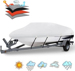 Waterproof 20-22FT Boat Cover, 1200D Heavy Duty Trailerable Cover  Marine Grade Oxford Fabric, UV & Tear Resistant, Double Stitching, Elastic Hem, Fits V-HullSki BoatBass BoatFishing Boat