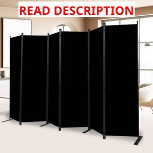 6 Panel Wide Room Divider Wall Screen for Room Separation,132W x 71H  Anti-UV & Non-see Through Fabric Screen,Flexible Dual-way Hinges,Large Freestanding Room Partition for Bedroom,Office Indoor