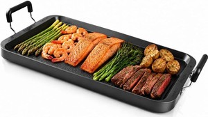 Stove Top Griddle for Gas Stove, 17 Warp-Resistant Double Burner Griddle Pan, Ceramic Nonstick Aluminum Flat Top Grill for Pancakes, Breakfast, Indoor Cooking, Camping & BBQ