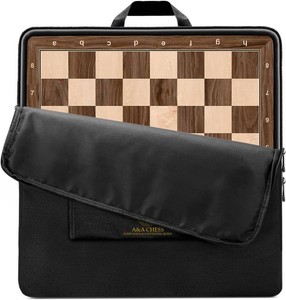 A&A 21.25 Professional Wooden Tournament Chess Board with Storage Bag  2.25 Squares wNotation