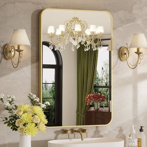 24x36 Bathroom Mirror for Over Sink, Brushed Gold Rectangle Vanity Mirror  Aluminum Alloy Frame, Clear Reflection, Rust-Resistant, Vertical or Horizontal, Wall Mount, Bedroom and Entryway