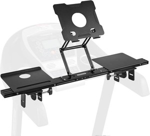 INMAKER Treadmill Desk Attachment, Universal Treadmill Laptop Holder Adjustble Height Width, Aluminum Laptop Stand for Treadmill with Tray Black  Adjustable Height and Width, Aluminum Stand with Tray, Matte Black