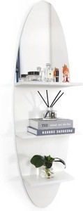 White 3-Tier Floating Shelf White  Space-Saving Surfboard Shaped Vertical Wall Mounted Shelf, Home Decor for Bedroom, Bathroom,Dressing Room & Entryway, White