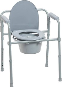 Drive Medical Folding Bedside Commode, Adjustable Height, Supports 350 lb