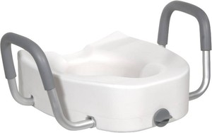 Drive Medical Premium Plastic Raised Toilet Seat with Lock, Elongated  Raised Toilet Seat Includes Lock and Padded Armrests for Comfortable Everyday Bathroom Support, Elongated