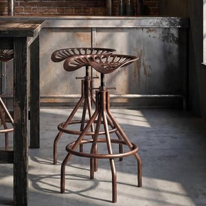 $169 Rustic Farmhouse Barstool Tractor Seat Adjustable Bar Stool Industrial Pub Stool Copper Set of 2