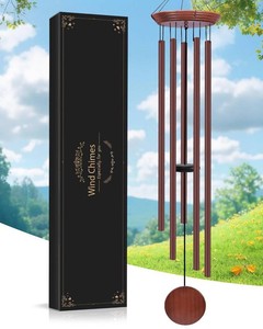 Toodour 60 Extra Large Memorial Wind Chimes for Outside  Deep Tone Wind Chimes with 6 Heavy Tubes, Unique Sympathy Wind Chime for Outdoor Garden Patio Yard Lawn - Brown