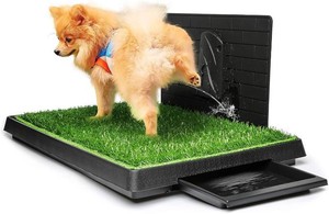 Hompet Dog Grass Pad with Tray Large, Puppy Turf Potty Reusable Training Pads with Pee Baffle, Artificial Grass Patch for Indoor and Outdoor Use, Ideal for Small and Medium Dogs (30 20)