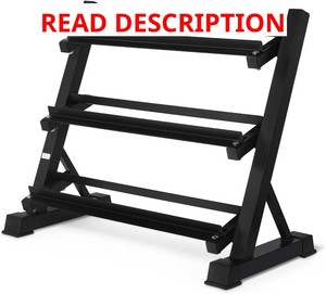 Amazon Basics 3-Tier Adjustable Dumbbell Weight Rack, Sturdy Steel Stand Only, Black