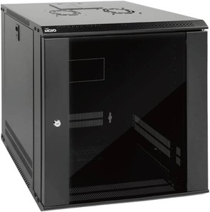 $170 Tecmojo 12U Wall Mount Server Cabinet IT Network Rack Enclosure Lockable Door and Side Panels Black,Cooling Fan,Glass Door,17.7inch Depth,for 19 IT Equipment,AV Devices