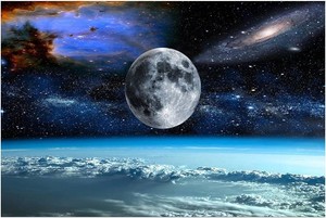 XXM WallArt FC2569 Space View From Earth Canvas Wall Art Landscape Modern Decor Abstract for Living Room, Bedroom, Kitchen, Home and Office