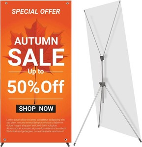 Adjustable Reinforced X Banner Stand, Fit Banner Size 23 x 63 to 32 x 78 Inches with Travel Bag 2 Pack