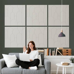 Minimalist Acoustic Panels, 23.6 x 23.6 x 0.36, 6 Pack  Decorative polyester fiber acoustic wall panels for echo reduction in living rooms, bedrooms, home offices and apartments.