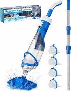 $156 Cordless Pool Vacuum with Telescopic Pole, 18.5 GPM Powerful Suction, 1.5H Supercharge Technology, Handheld Pool Vacuum Cleaner for Above GroundInground Pools, Hot Tubs, Blue