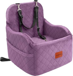 Lealchum Dog Booster Car Seat for SmallMedium Dogs,Puppy Portable Car Bed with Elevated Cushion,Fully Detachable and Washable,2 Storage Pockets,Easy to Install (Purple, Medium)