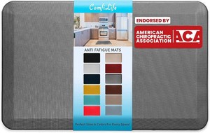 ComfiLife Anti Fatigue Floor Mat   34 Inch Thick Kitchen Mats for Floor, Standing Desk Mat, Kitchen Rug   Comfort at Home, Office   Durable   Stain Resistant   Non-Slip Bottom (24 x 70, Charcoal)