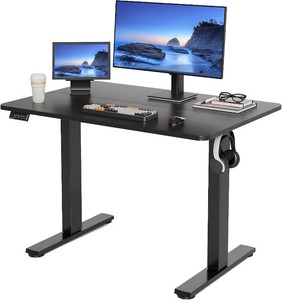 $120 LongKe Electric Standing Desk Adjustable Height, 40x24 Inches Sit Stand up Desktop for Home Office, Ergonomic Rising Computer Table with Memory Preset, WHITE COLOR NOT BLACK