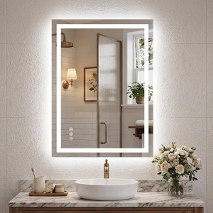 Antok 24x32 LED Bathroom Mirror with Lights, Backlit  Front Lit Vanity Mirror with CRI90, Dimmable Anti-Fog Smart Mirror with Memory Function, 3 Color Temperatures, Shatterproof Tempered Glass, ETL