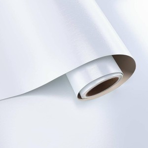 24x160 Lustre White Refrigerator Wrap Peel and Stick Brushed Stainless Steel Contact Paper for Appliances Fridge Vinyl Wrap Waterproof Metallic White Wallpaper for Dishwasher Countertops