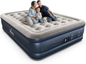 iDOO Queen Air Mattress with Built in Pump, 18 Raised Blow up Bed  Inflatable Mattress, Inflates in 3 Min, Advanced Air Coil Support,Thicker PVC, Waterproof, Repair kit, 1-year Warranty