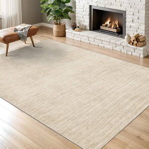 Washable Rugs 5x7, Non Slip Large Area Rugs for Living Room, Beige  Soft Low Pile, Thin & Lighweight Carpet, Folable Stain Resistant Modern Indoor Floor Mat for Bedroom, Dining Room, Home Decor