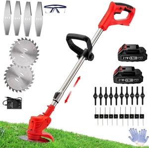 Weed Wacker Battery Powered 21V Battery Operated Weed Eater with 17 Blade Cordless Weed Trimmer for Yard Lawn and Garden