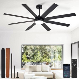 Depuley 66 Ceiling Fans with Lights Black IndoorOutdoor Ceiling Fan for Patios Living Room - 8 Blades Dimmable Large Ceiling Fans with Remote APP Control Timer Reversible Quiet DC Motor 6 Speeds