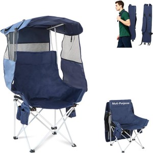 Folding Camping Chairs Canopy Outdoor Sports Portable Beach Chair with Canopy-Lawn Beach Chairs with Umbrella for Adults-Camping Chair with Shade for Fishing Camp Heavy Duty (Regular, Navy Blue)