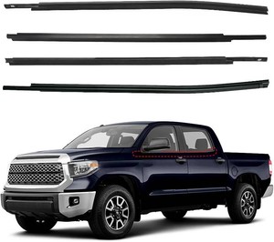 ItranMc Window Weatherstrip Trim for 2007-2019 Toyota Tundra CrewMax  4 PCS Black Rubber Molding Seal Belt, CrewMax Cab with 4 Full-size Doors, replaces 68160-0C020