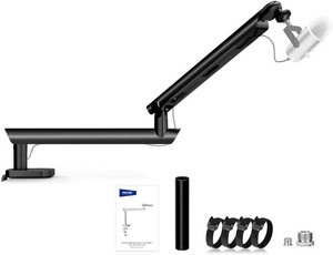 NEEWER Microphone Stand, Low Profile Damped Mic Holder Boom Arm Desk Mount with Ball Head & 38 58 Adapters Compatible with Blue Yeti Snowball HyperX QuadCast SoloCast Shure, Max Load 3.3 lb, MS007