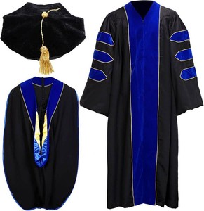 Wesiti Unisex Deluxe Doctoral Graduation Gown with Hood Side Tam Academic Faculty Regalia Robe