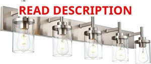 $130 Brushed Nickel Bathroom Vanity Light Fixtures Over Mirror 5 Lights Bathroom Wall Lighting Fixtures with Clear Glass Shade Wall Mount Lighting Sconce for Farmhouse Living Room Bedroom Hallway