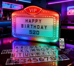 $181 Bottle Service Sign, VIP LED Letter Bottle Presenter, Color Display Lights with 4 Sets Letters & 1 Numbers Kit, Hand Holding Light Box Sign for Party, Bar & Night Club (vip)