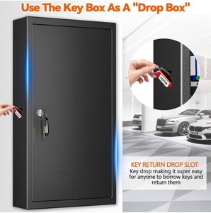 $129 200 Position Large Key Lock Box Wall Mount, Heavy Duty Key Safe Box with Key Drop Slot and Colorful Key Tags, Anti-Theft Metal Key Storage Cabinet for Outdoor Home Garage Office