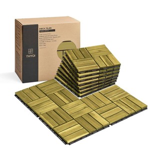 Premium Deck Tiles, 10 Pcs Patio Flooring - SweetGrass - Crossed  Square Joints - Interlocking Deck Tiles, 12x12x0.9 Waterproof Acacia Wood for Balcony, Backyard, Indoor & Outdoor