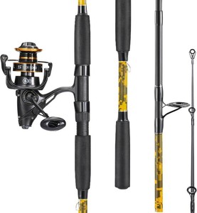 Sougayilang Spinning Rod Combo - MH Action Fishing Pole with Bait Feeder Reel for Catfish, Salmon, Steelhead Freshwater Saltwater Fishing- 7076